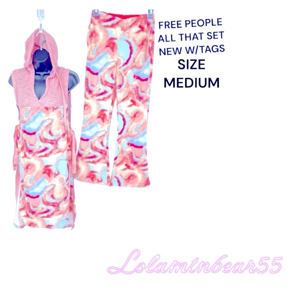 FREE PEOPLE MOVEMENT ALL THAT BRIGHT OPEN SIDE 2 PIECE SET NEW W/TAGS SZ MEDIUM